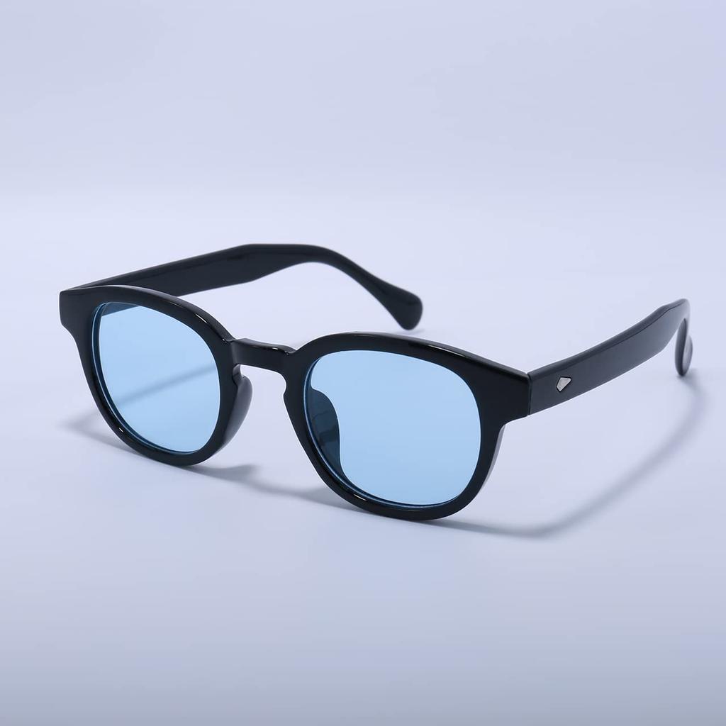 iCON STORE Boston Sunglasses with Light Blue Lenses (Black Frame), Unisex