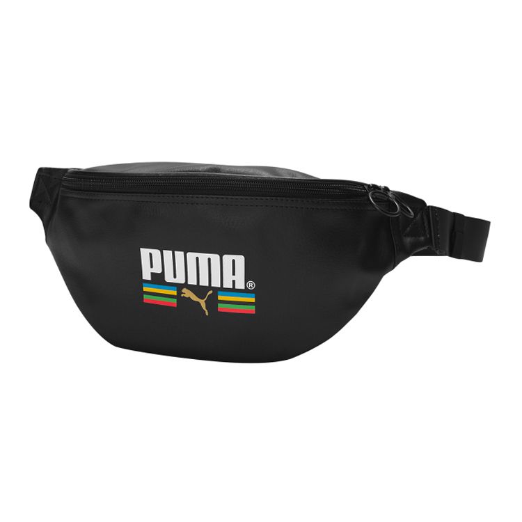 Puma Originals Logo Fabric Faux Leather Crossbody Bag Unisex bags Black 077784-01 Black