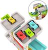 Mokkansha Hangauto Drehendes Regenbogen-Looping-Set aus 4 Holz-Mini-Baby-Baby-Kindergarten-Eingang Finger 3 Garagen Spielzeug, Rutsche, Hang, Hang, Achterbahn,