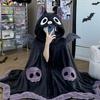 Bat Wing Hooded Blanket, Soft Plush Cloak with Demon Wings for Halloween Cosplay, Themed Parties & Home Lounge