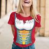 Women's Oktoberfest Festival Printed T-Shirt, Short Sleeve Round Neck Casual Pullover Top