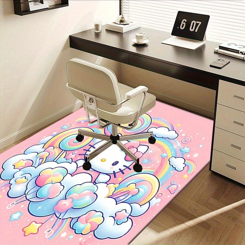 Office Rug Hello Kitty, Rainbow Anti-Slip Rug, Machine Washable for Living Room, Bedroom, Office, Multiple Sizes, Bedroom Mat, Decorative Mat, Durable