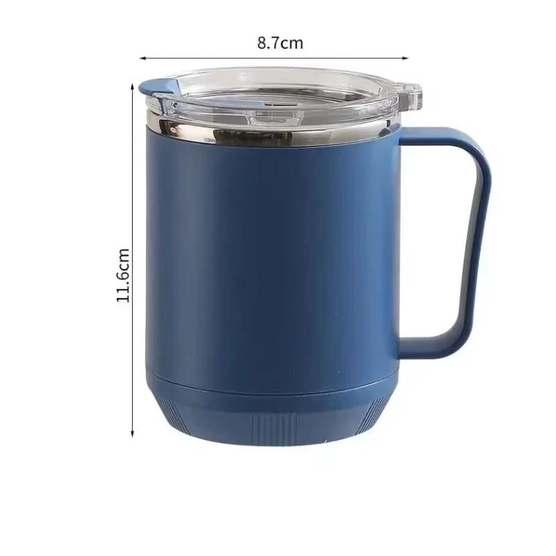 Vacuum Cup Insulated Stainless Steel Coffee Cup Mug Heatable Portable with Lid Handle Home Office Water Cups Drinking Utensils