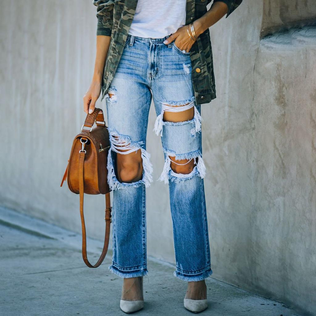 Women's Denim Classic Versatile High Waist Fashionable Trousers