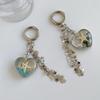 Y2K Style Summer Ocean Heart Keychain Ins Style Aesthetic Keyring Sweet Girly Keycord  Bag Pendant Gifts