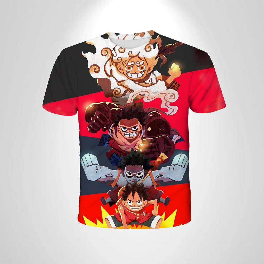 Anime One Piece Luffy Boy T-shirt CosPlay Short Sleeve Mens Cartoon Men's Top Loose Breathable Men's Casual Clothing