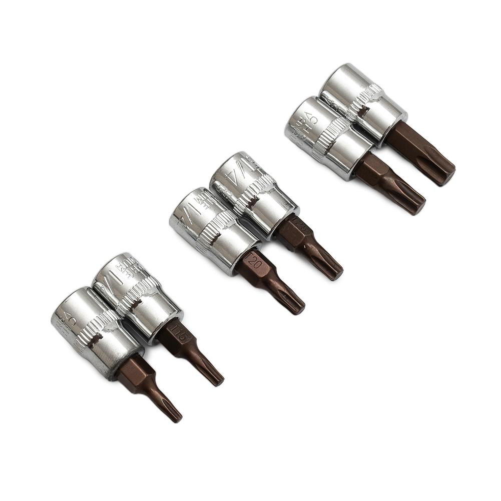 6pcs 1/4 Inch 6.35mm Hex Torx Screwdriver Bit Set T10 T15 T20 T25 T30 T40 S2+chrome Vanadium Steel Drive Socket Hand Tools