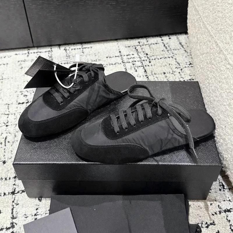 

Контрастного цвета тапочки с плоской подошвой для женской летней носки новые ленивые люди с одной ногой и наполовину волочащиеся 35 чёрный