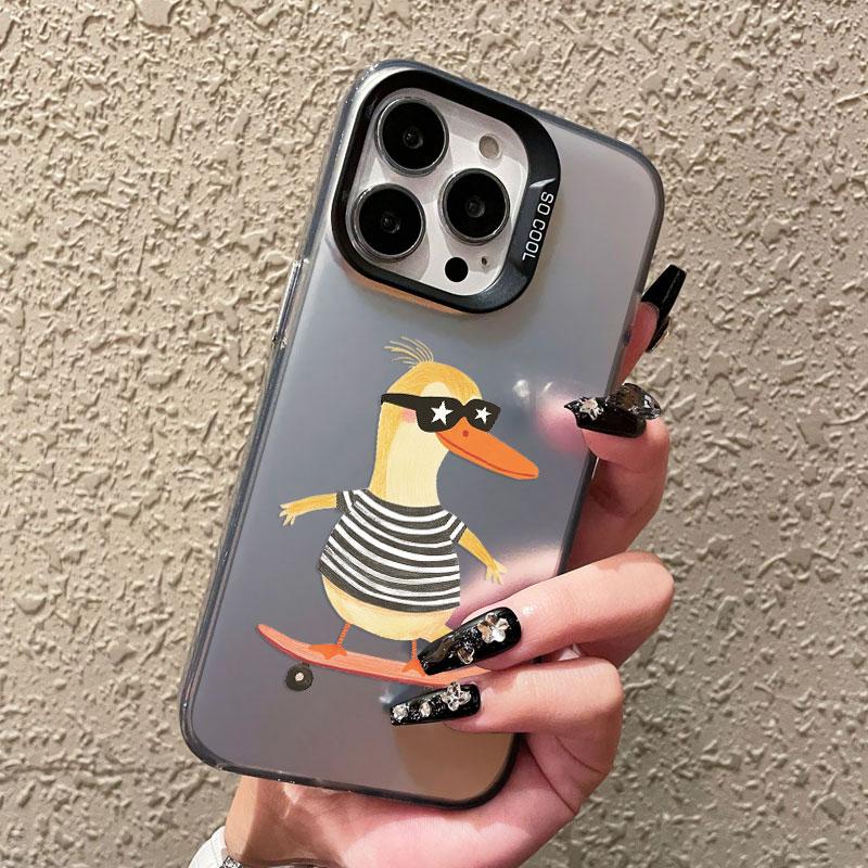Cartoon Cool Skateboard Bear Laser Phone Case for IPhone 17 14 15 16 Pro Max Plus 12 13 Mini 11 Pro Max 17 Air Shockproof Covers