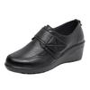 Work shoes middle-aged and elderly middle-aged mother shoes soft leather new soft-soled wedge heel women's shoes medium heel single shoes women 2025