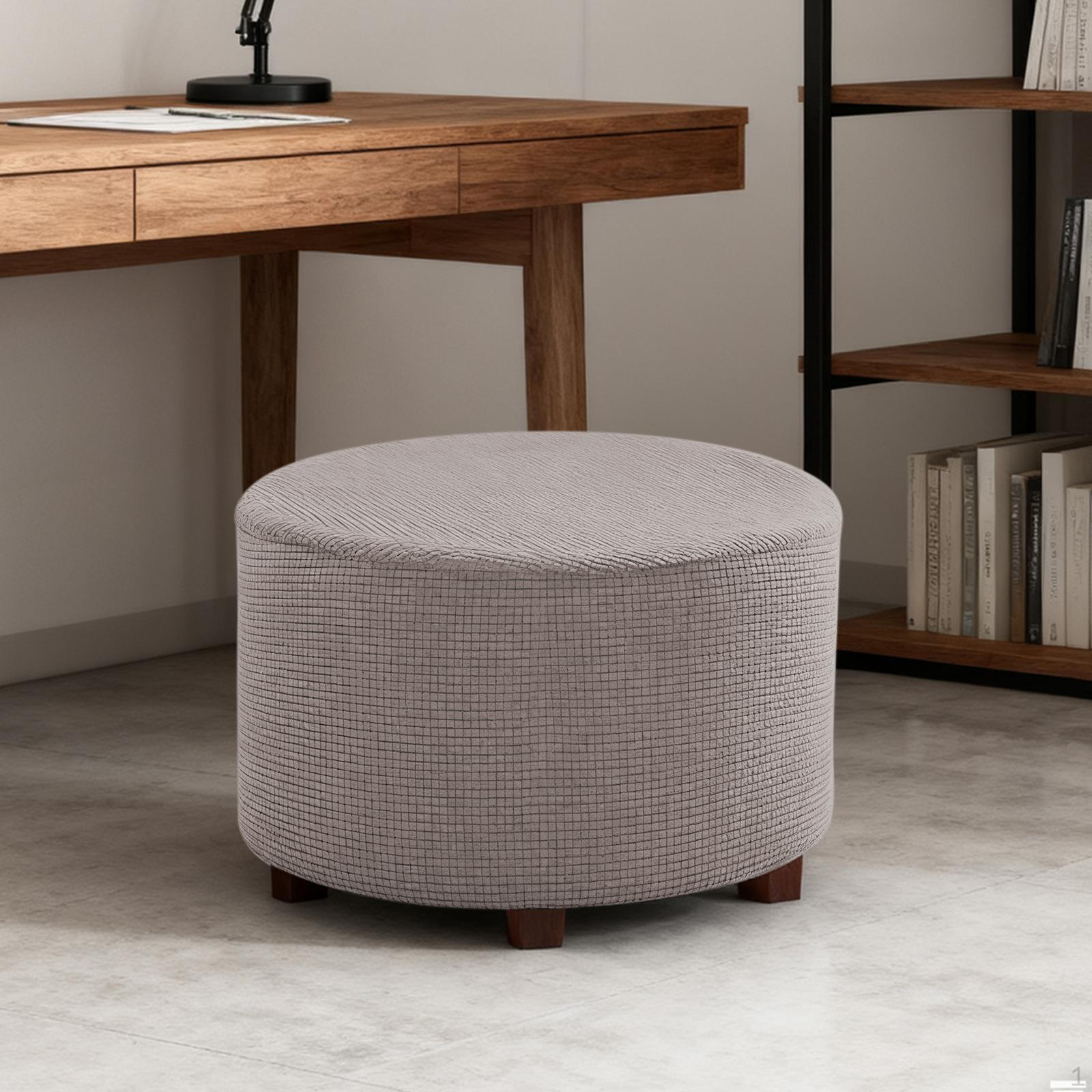 

Ottoman Cover Foot Stool Stretch Slipcover for Footrest Ottomans Dia 23 - 25 бежевый