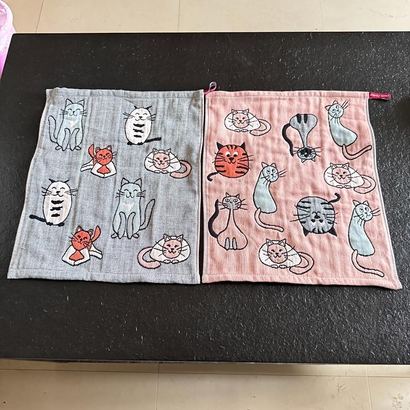 

2 шт. Хлопковые полотенца, Милый кошачий узор, Ретро полотенца для пары, Подходят для кухни, ванной комнаты, отеля, путешествий 2 Piece Suit