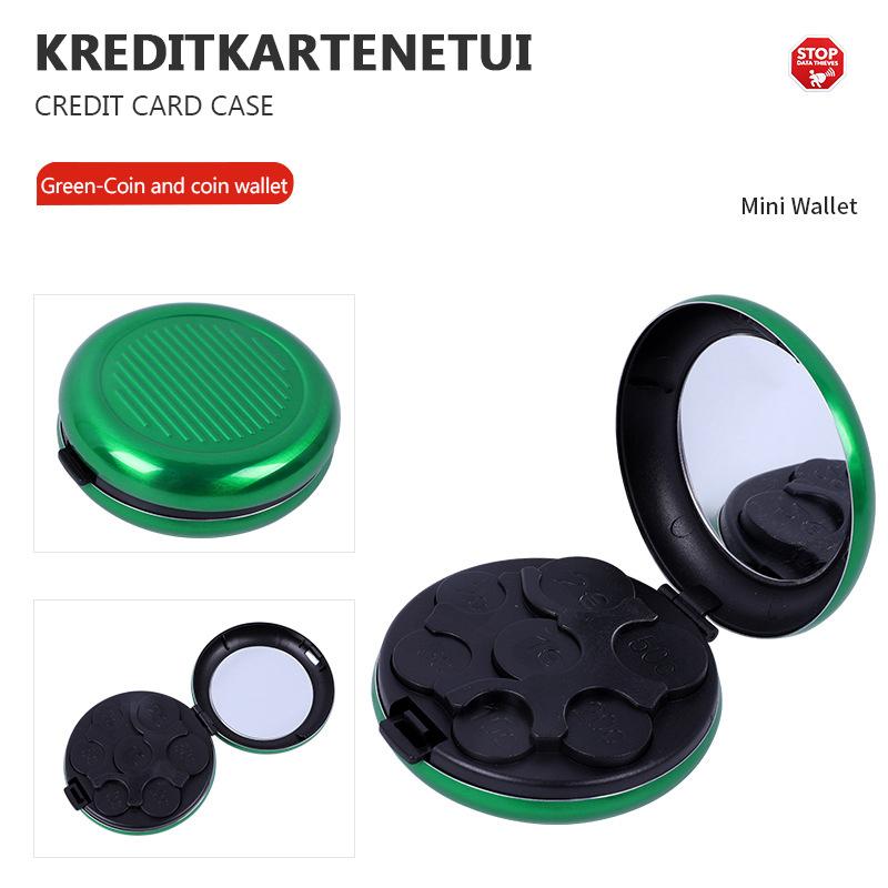 Cutie Mini Creativă de Modă pentru Depozitarea Monedelor Euro cu Oglindă, Portabilă de Călătorie, din Aliaj de Aluminiu, Circulară, Portofel Zero Euro, Portmonee pentru Monede