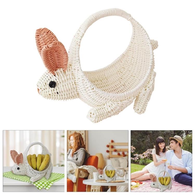 Practical Woven Flower Basket Bunnies Shaped Sturdy Plastic Container Craft Supplies for Wedding and Office Storage