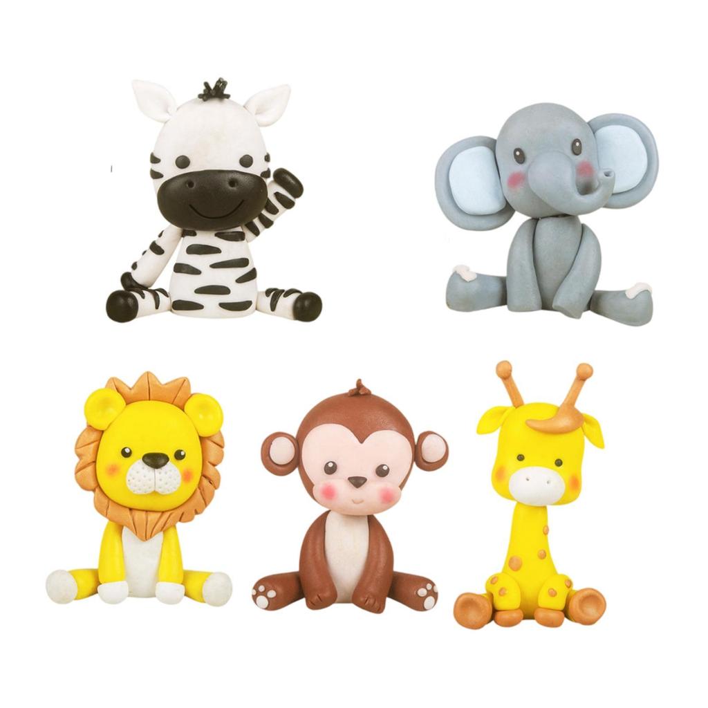 5 Pieces Animals Cake Toppers Sculpture Miniatures Statue Figures for Dining Room Auto