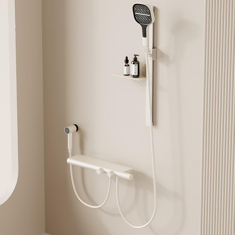 New Arrival Tuqiu White Bathtub Shower Set Wall Mounted Gray Bathtub Faucet Thermostatic White Bath and Shower Mixer Taps Brass