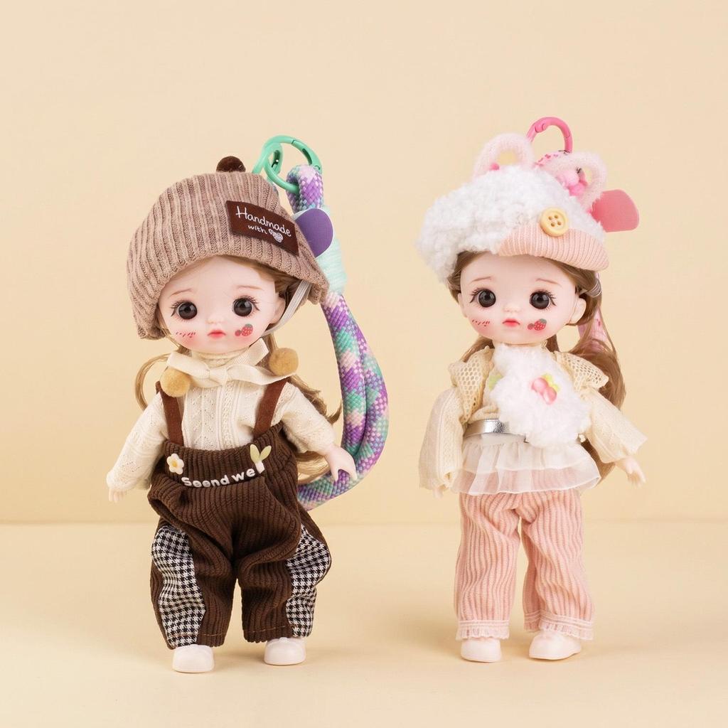 College Style Peach BJD Doll Multi-joint Movable Pendant Toy