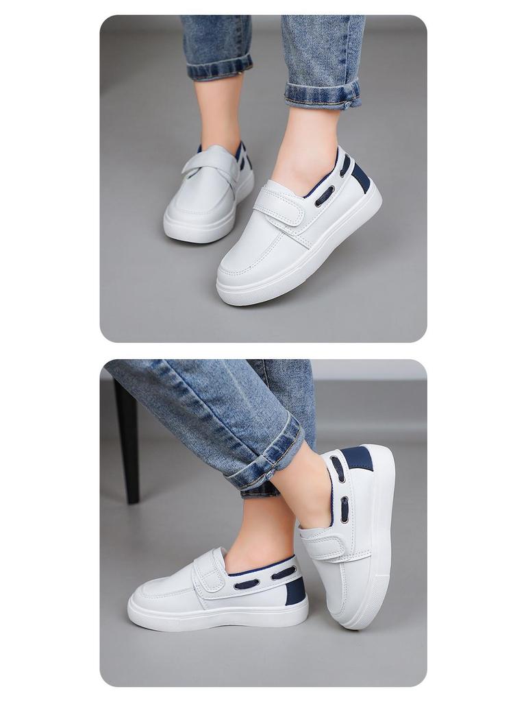 Korean Style Low-Top Leather Slip-On Loafers for Boys & Toddlers - Soft Sole Casual Shoes