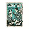 Vintage Cats Tattoo Art Metal Sign Wall Decor Waterproof 8x12 Inch