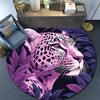 Purple Leopard Round Area Rug,Carpet Rug for Living Room Bedroom Sofa Playroom Decor,Non-slip Floor Mat