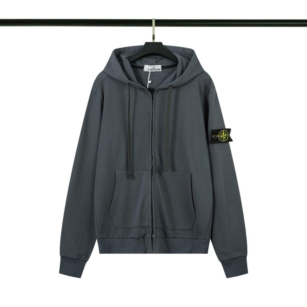 CrossSTONE Gesticktes Kompass Kapuzen-Reißverschluss-Sweatshirt - Lässiger Lockerer Cardigan