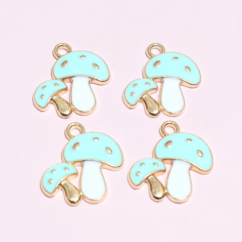 20pcs Enamel Mushroom Charms Pendant 19x19mm Alloy Metal DIY Jewelry Making Accessories for Earring Bracelet Necklace Finding