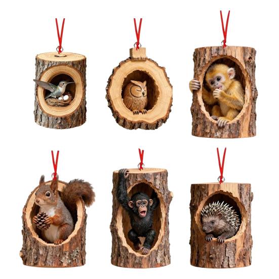 

Yousheng 6 шт. Рождественское украшение Лесное животное Белка Обезьяна Коала Дизайн Акриловое подвесное украшение Рождественская елка Домашний декор A