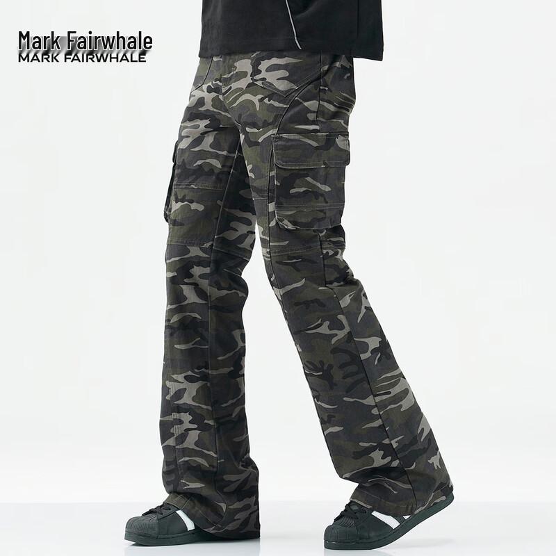 Mark Fairwhale Men's Camouflage Slim Fit Flare Cargo Pants