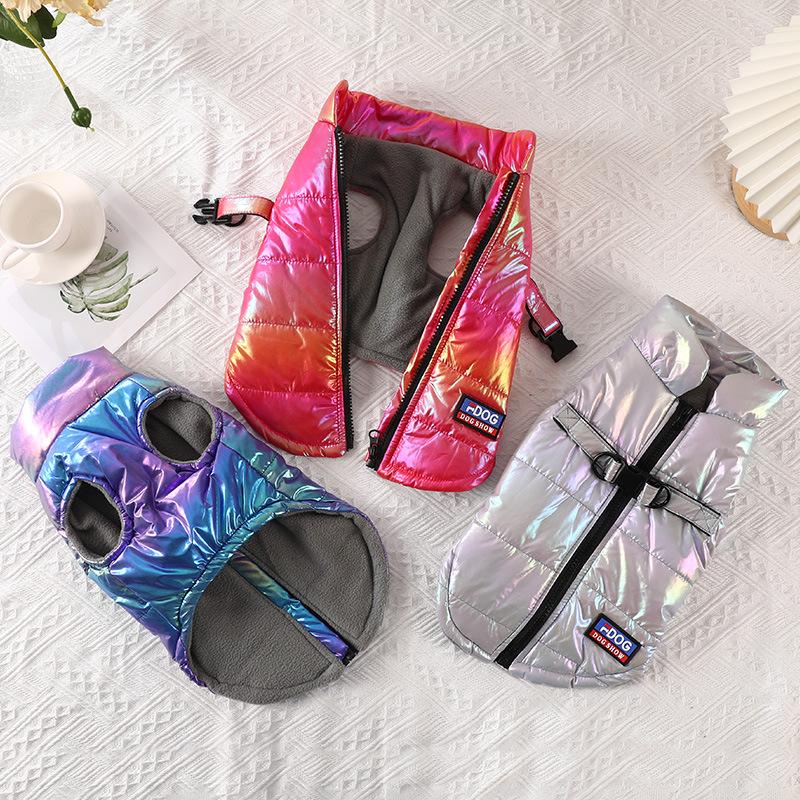 Hot Selling Pet Clothes Waterproof Reflective Gradient Vest Plus Velvet Warm Dog and Cat Christmas Clothing Pet Supplies