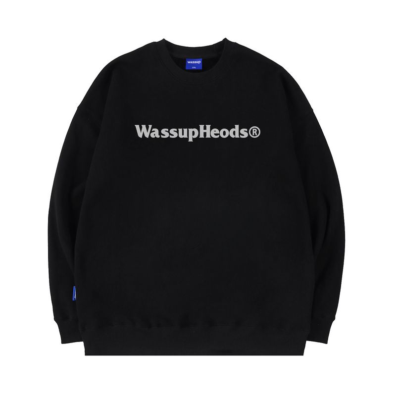 

Wassup Heods Luminous Printed Round Neck Sweatshirt Men s New Trendy Brand Women s Long-Sleeved Casual Couple Style Top Black - Reflective (Heavyweight Basic) XL