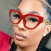 Stilvolle Retro-Quadratketten-Brille für Damen Nerd-Brille Stärke -0,5 -1,0 -2,0 -3,0 -4,0 bis -6,0