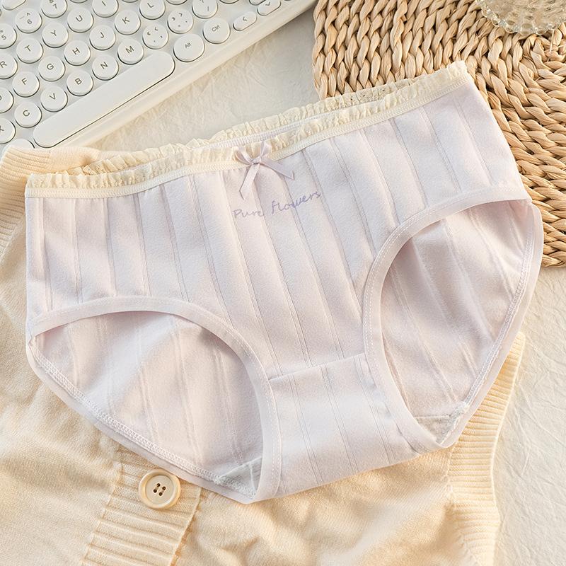 Female Spring and Autumn Sweet Bow Lovely Pure Cotton 10A Antibacterial Crotch Triangle Panties