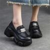 Johnature Heightening Loafers Genuine Leather Slip-on Pumps Fashion Versatile Women's Platform Shoes