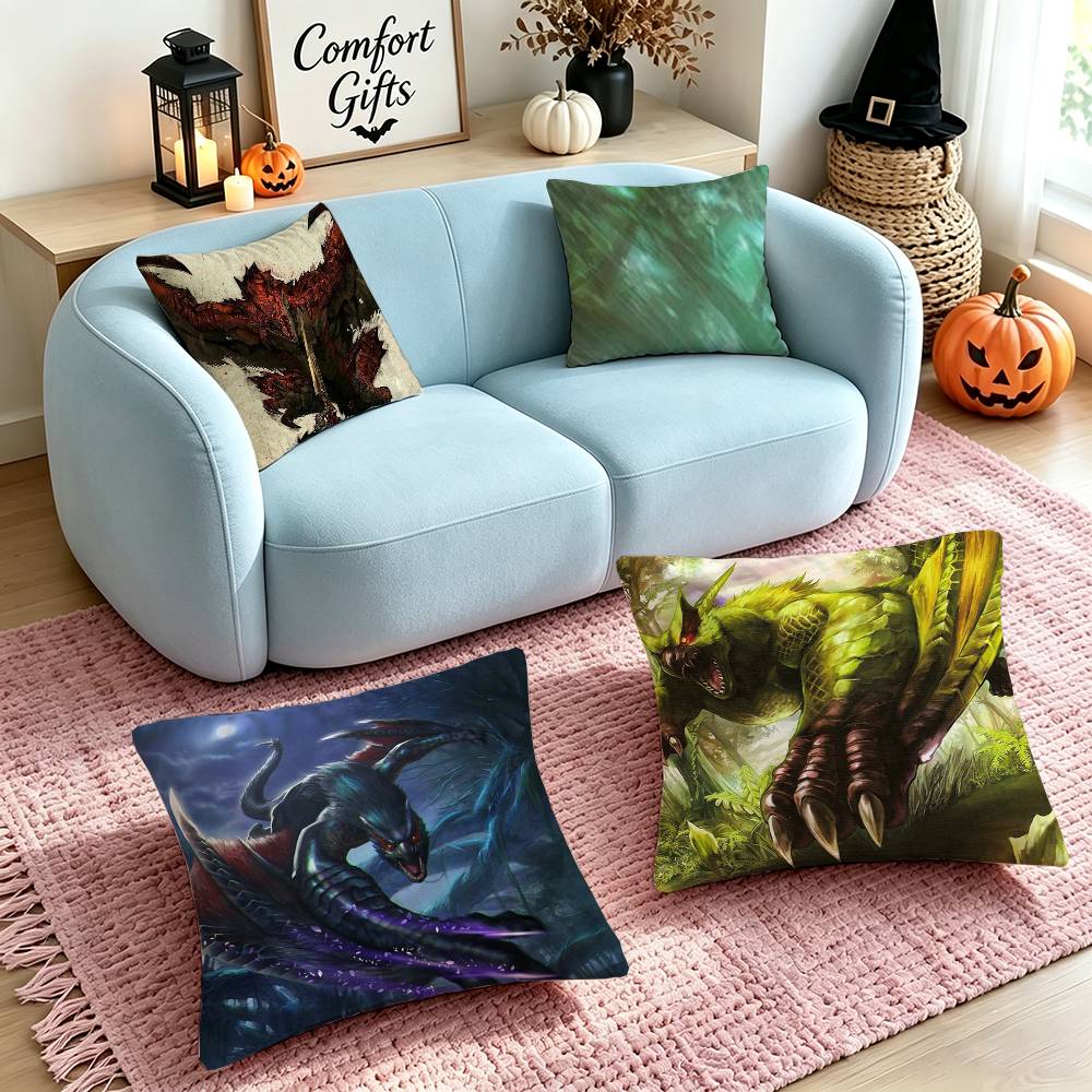 Rathalos Nargacuga Mmonster Hhunter Square Doublesided Printed Pillow Case Bedroom Bedside Pillow Sofa Cushion Cover