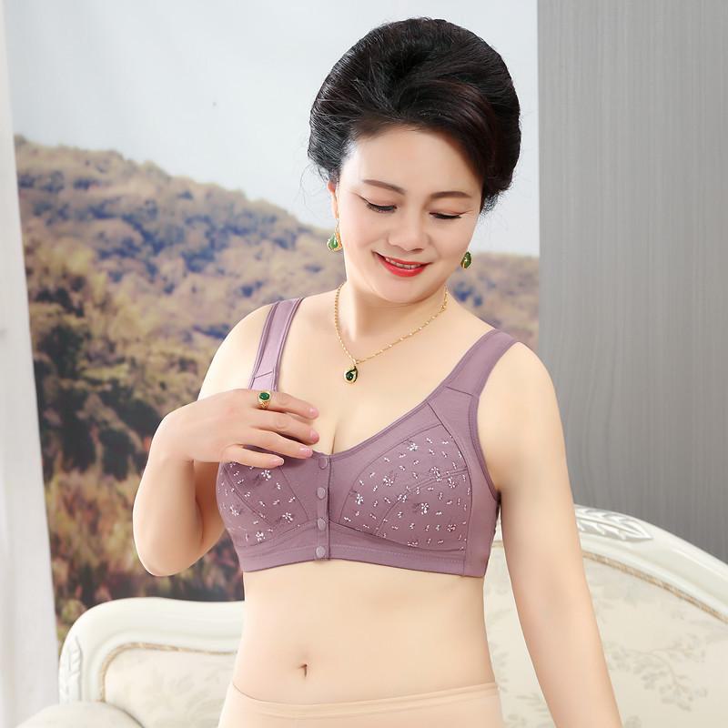2024 Front Buckle Cotton Bras for Middle-Aged and Elderly Mothers - No Underwire, Vest Style, Supportive Fit
