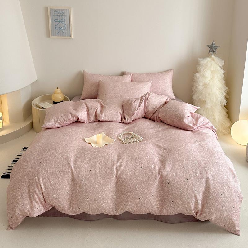 Pastoral Style Class A Maternal Infant Grade Cotton Double-Layer Yarn 4-Pcs Set Dormitory Cotton 3-Pcs Set Bed Sheet Quilt Cover Bedding