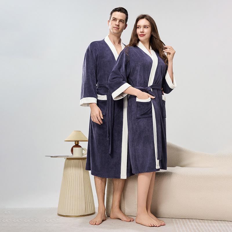 Unisex Towel Bathrobe - Four Seasons Style Yukata, Perfect for Hotel, Salon, Couples, and Women's Pajamas.