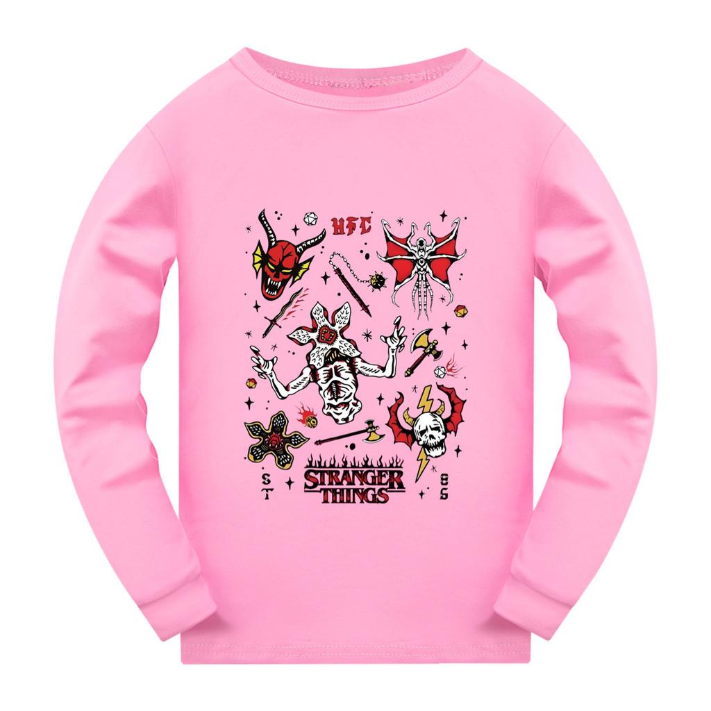 5254 Kids Boys Girls Stranger Print Long Sleeves T-Shirt
