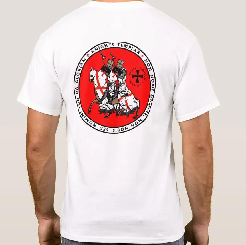 Two Knights On One Horse Seal Templar Knights Symbol TShirt 100 Cotton ONeck Summer Short Sleeve Casual Mens Tshirt