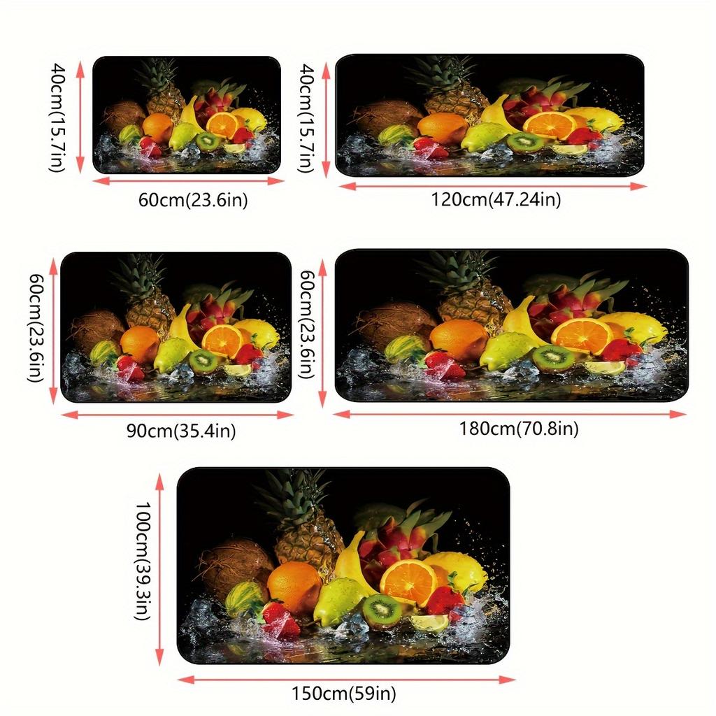 Fruit Pattern Soft Kitchen Rug Anti-Fatigue Kitchen Rug Waterproof Non-Slip Rugs Set Runner Rug Bedside Rug Absorbent Carpet For Kitchen
