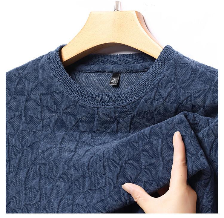 Men's Casual Round Neck Knit Sweater - Long Sleeve, Solid Color, Spring/Autumn Pullover Hoodie