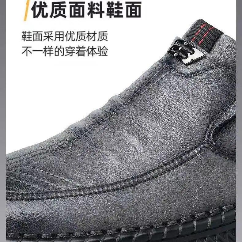 Business Leather Men Shoes Summer Slip On Loafers Breathable Men Casual Leather Soft Shoes Black Flats Driving Shoes Moccasins