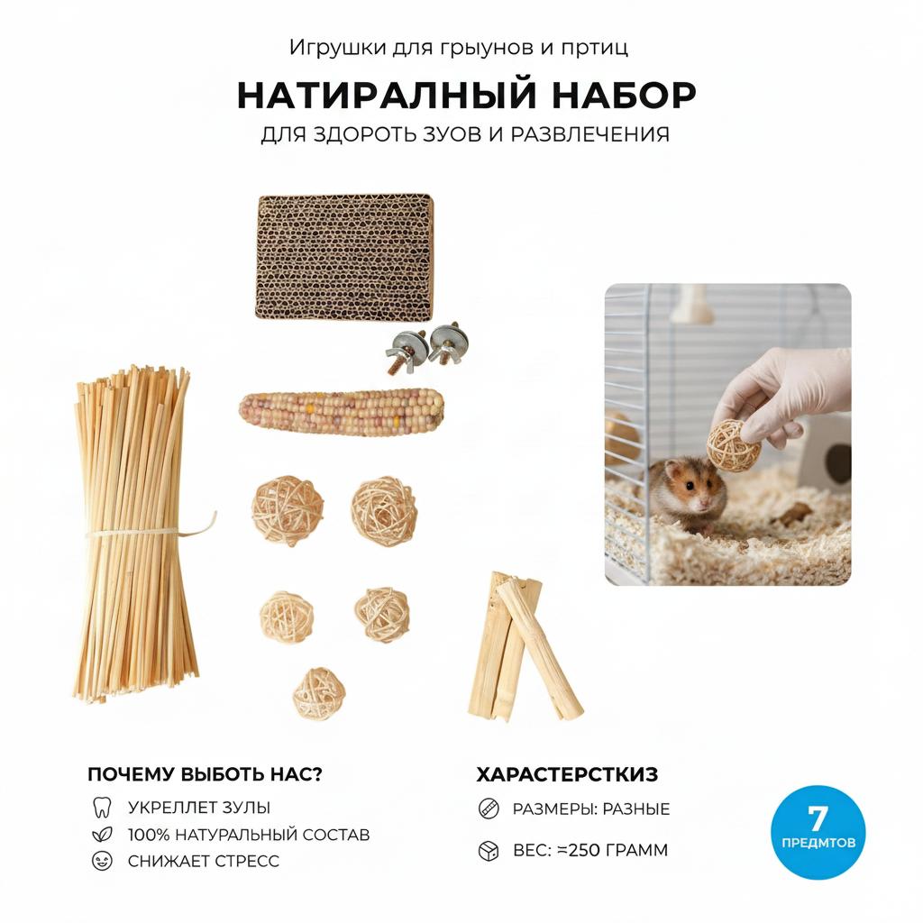 Parrot Chew Stick Natural Wood-Bird Toy with Edible Snack for Small Parrots Cage Decoration Stress Relief