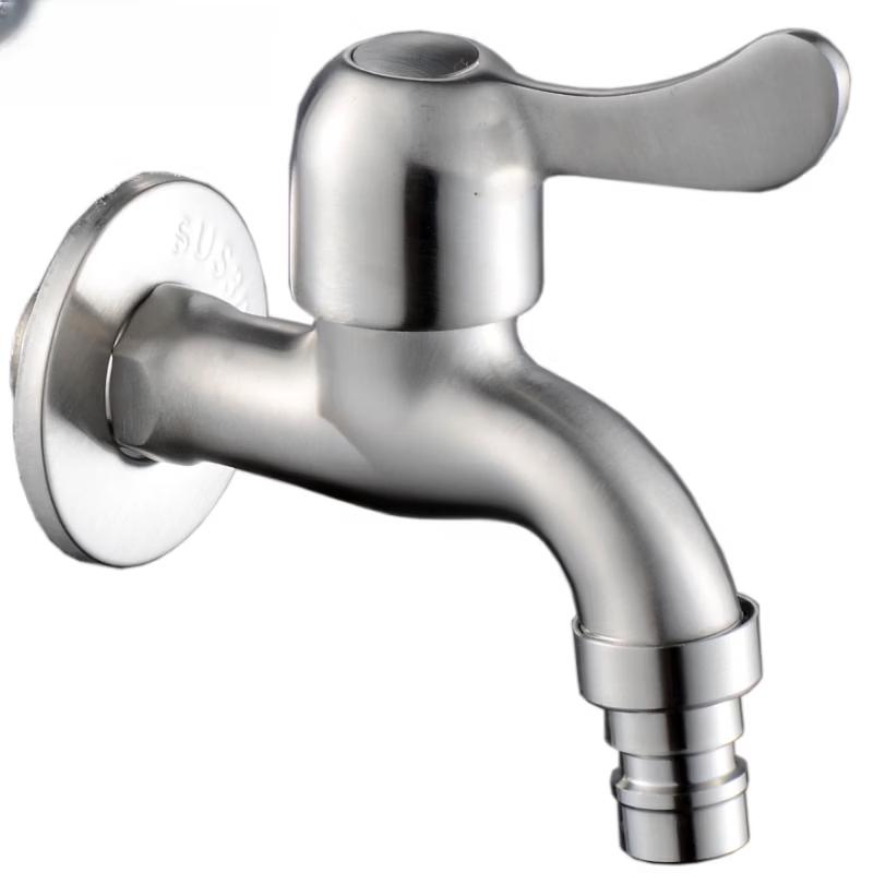 304 Stainless Steel Wall-Mounted Quick-Open Washing Machine Faucet