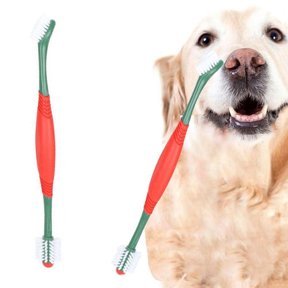 Plastic Pet Double Head Toothbrush 360° Pet Finger Toothbrush  For Dogs Cats