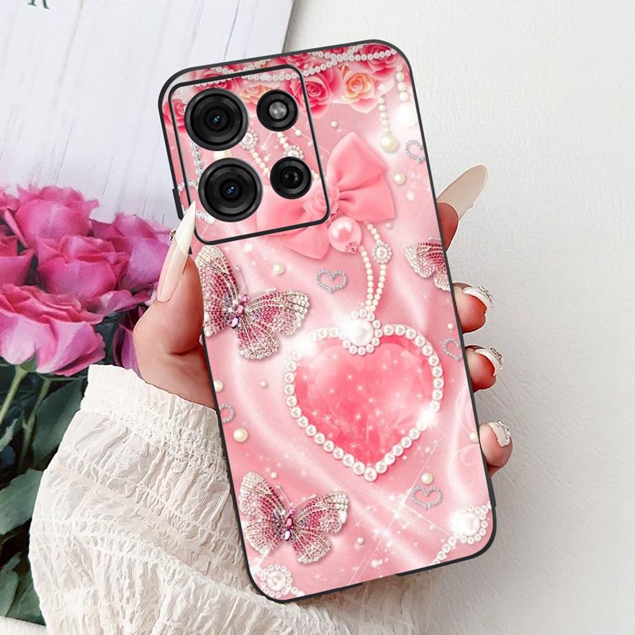 For Motorola G05 G15 Power G35 G55 G75 E15 Phone Case Back Cover Girly Fashion Flower Butterfly Paintong Soft TPU Bumper Fundas