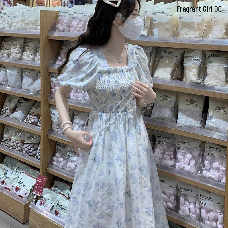 Moonlit Floral First Love Dress - White Fairy, Forest Style, Sweet French Summer Long Dress