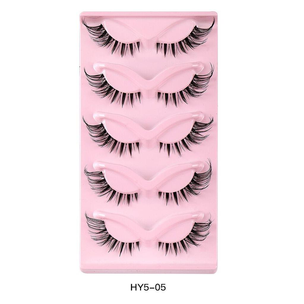 5 párů Cat Eye Lashes Přírodní umělé řasy Fox Eye Umělé norkové řasy