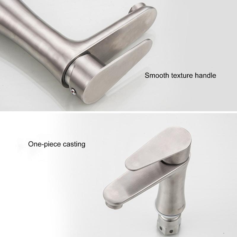Stainless Steels Cold Water Tap Faucet Single Lever Bathroom Tap with 60cm Hose Kitchen Sink Water Tap Easy to Install