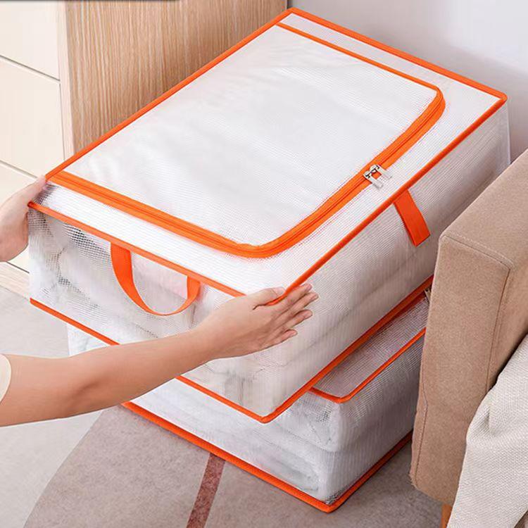Large Size Clear Mesh Storage Bags for Blankets Down Jackets Clothes Foldable Underbed Organizer Moving Home Use Organization